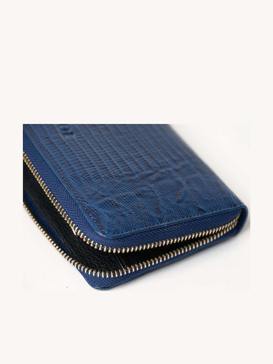 Large Leather Women's Wallet Classic Blue