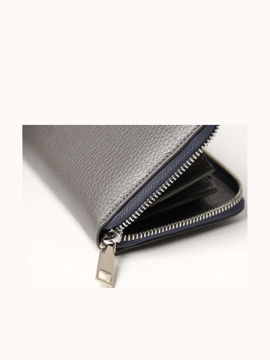 Large Leather Women's Wallet Classic Gray