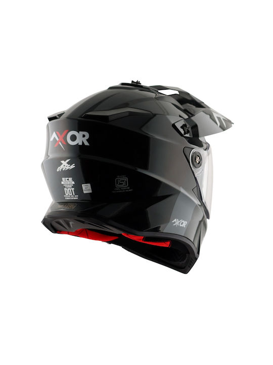 Axor X-Cross Dual Black Orange Motorcycle Helmet On-Off ECE 22.06 1600gr with Sunvisor