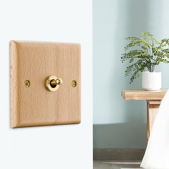 Solid Wood Switch Beech Wood Vichema 1 Gang 2 Way 10a