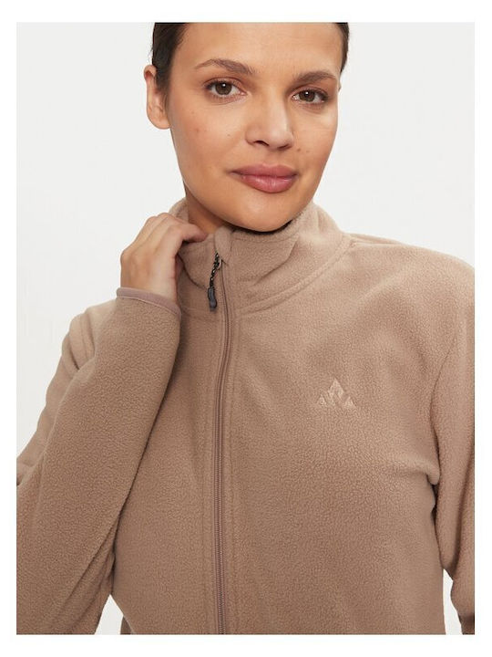 Fleece Damen Jacke in Beige Farbe