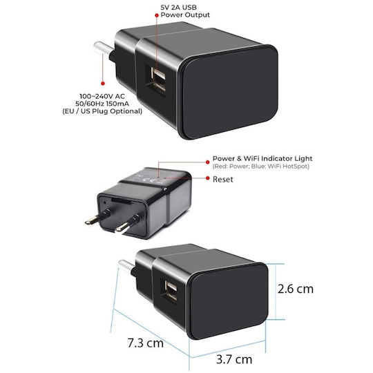 Iuni Ip1000 Spy Camera Usb Charger 32gb Wifi 4k View Audio-video P2p