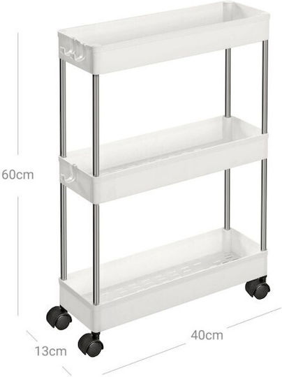 Songmics Kitchen Rack Plastic 3 Tiers White 40x13x60cm