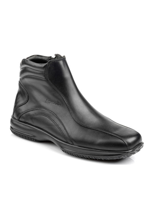 Leather Black Men's Boots with Zipper