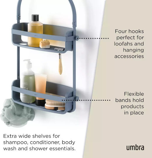 Umbra An der Wand montiert Badezimmerregal Metallisch 31.8x9.5x64.8cm Blau