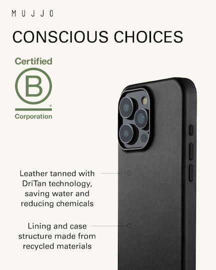 Mujjo Back Cover Leather Black (iPhone 16 Pro Max)