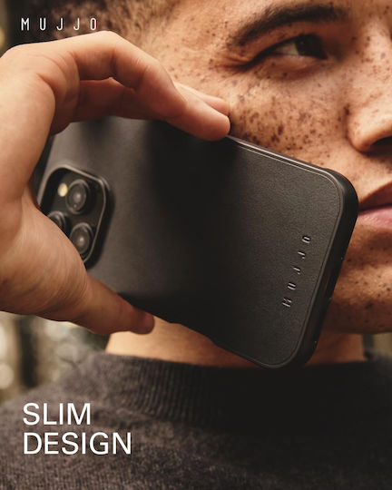 Mujjo Back Cover Δερμάτινο 1mm Μαύρο (iPhone 16 Pro Max)