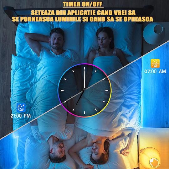 Zafit Inteligent Bandă LED Wi-Fi RGB Lumină 10m Tip SMD5050 cu Telecomandă