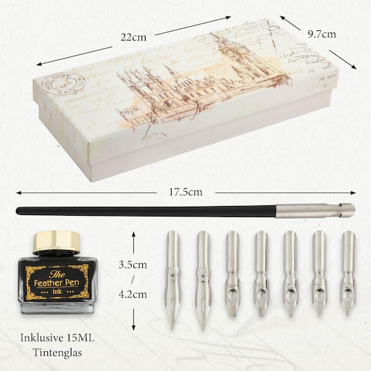 Calligraphy Pen Set 7 Nibs & 15ml Ink Nassau