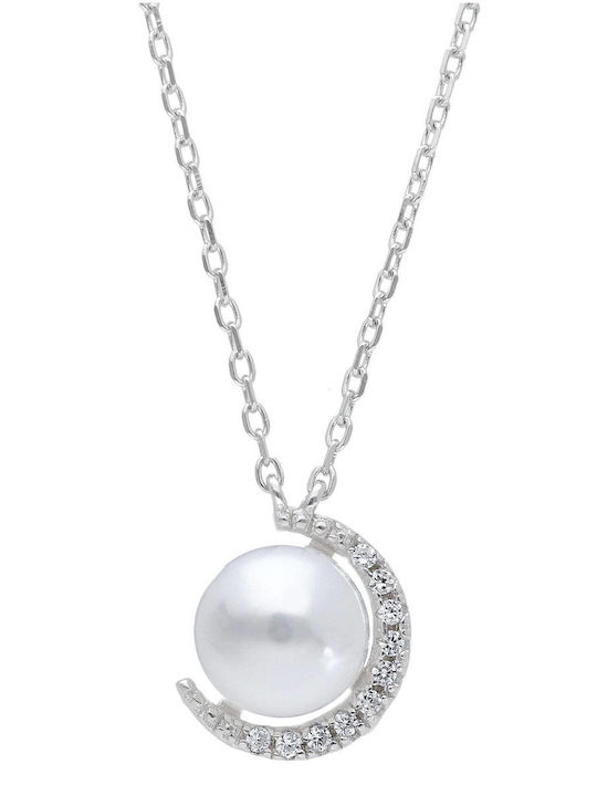 Set with Necklace , Earrings & Ring from Silver with Stones and Pearls