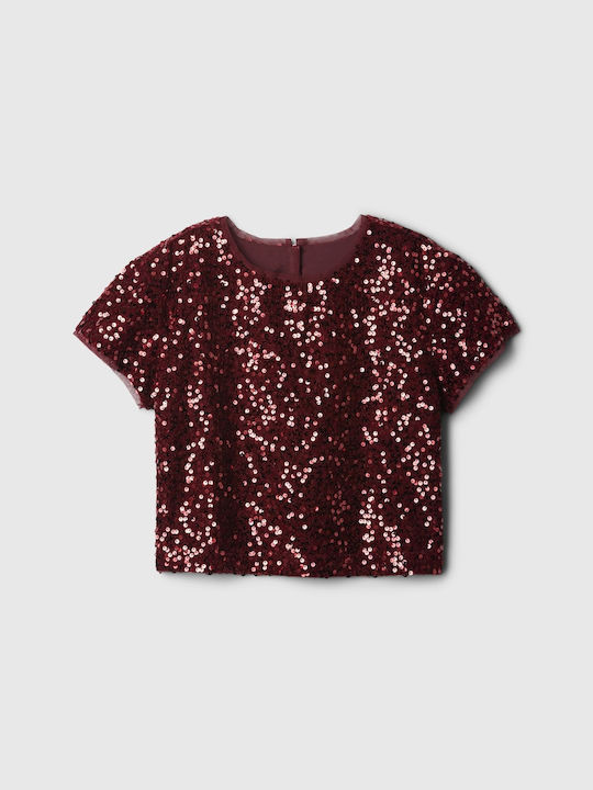 Crop Top pentru copii Cu mânecă scurtă Roșu