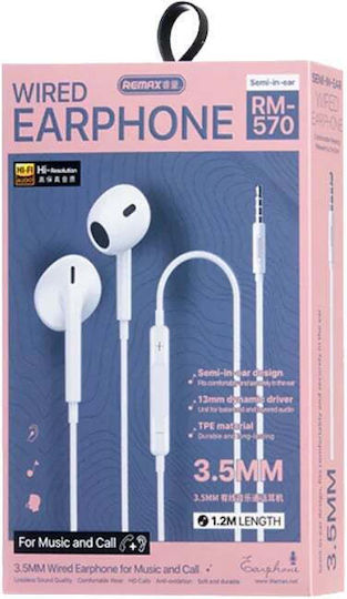 Remax Rm-575 In-ear Handsfree Ακουστικά με Βύσμα 3.5mm Λευκό