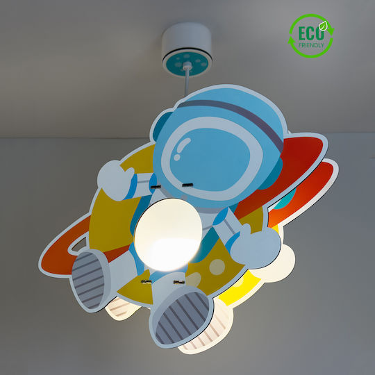 Ango Spaceman Единична светлина Детска таванна лампа Окачен от Пластмаса 15W с Гнездо E27 Светлосин 42.5см
