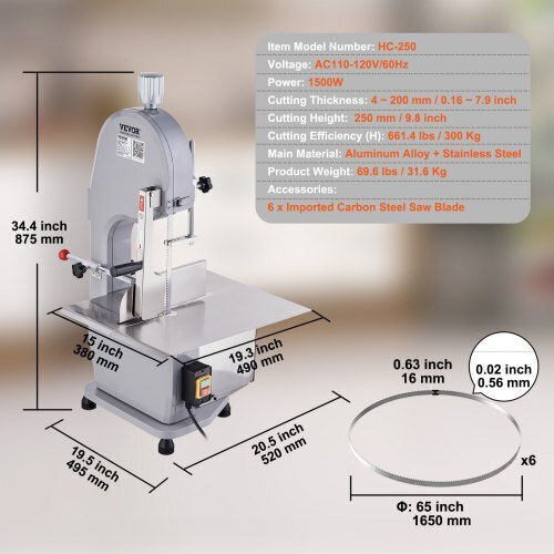 Vevor Commercial Meat & Bone Saw TSJGJ1500W4202NX5V2