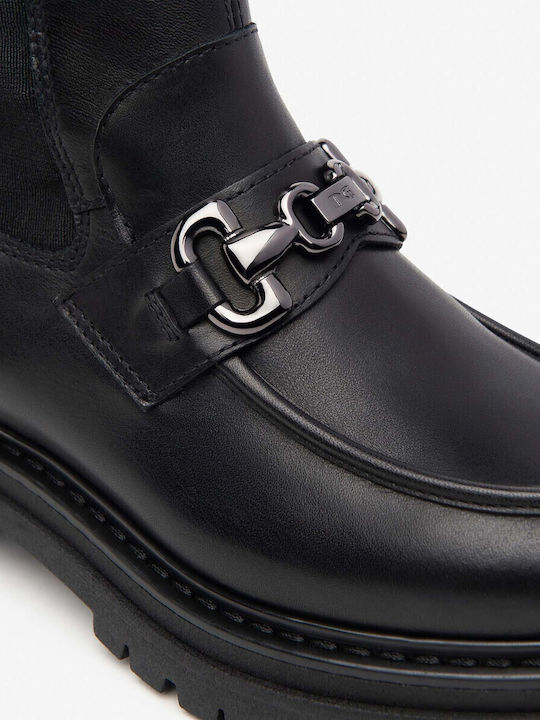 Leder Stiefeletten Damen Schwarz