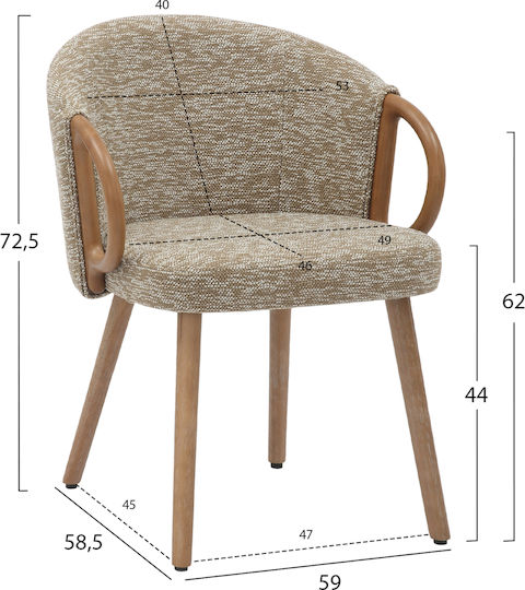 Armchair Dining Room Rig 59x58.5x72.5cm Beige Armchair Dining Room Rig 59x58.5x72.5cm Beige