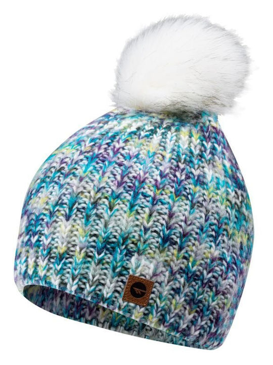 Hitec Pom Pom Beanie Beanie with Rib Knit in Light Blue color