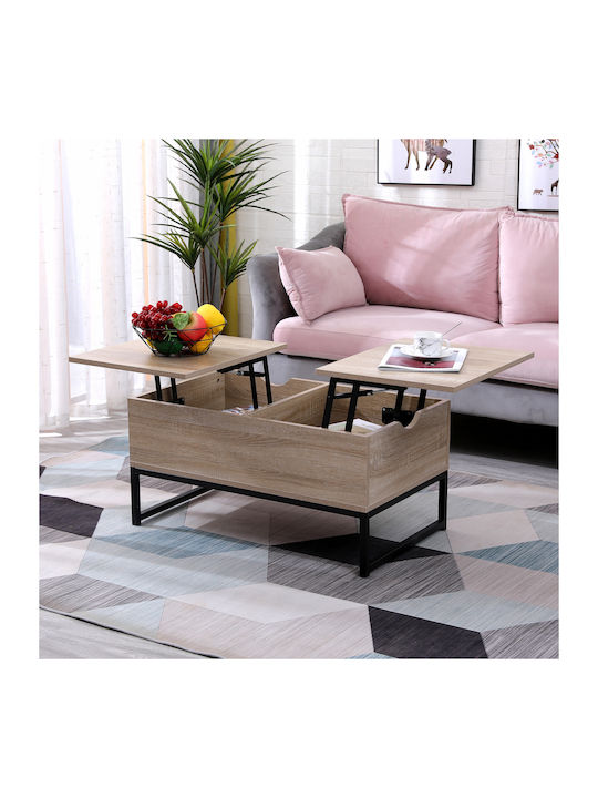 Rectangular Coffee Table Compact Wooden with Butler Beige L80xW48xH40cm.