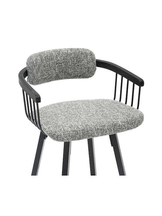 Stool Bar with Backrest Upholstered with Fabric Lang Black, Grey