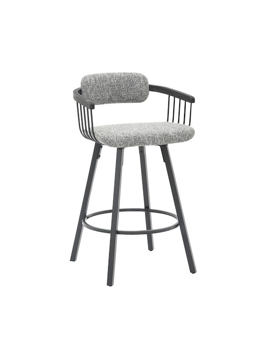 Stool Bar with Backrest Upholstered with Fabric Lang Black, Grey