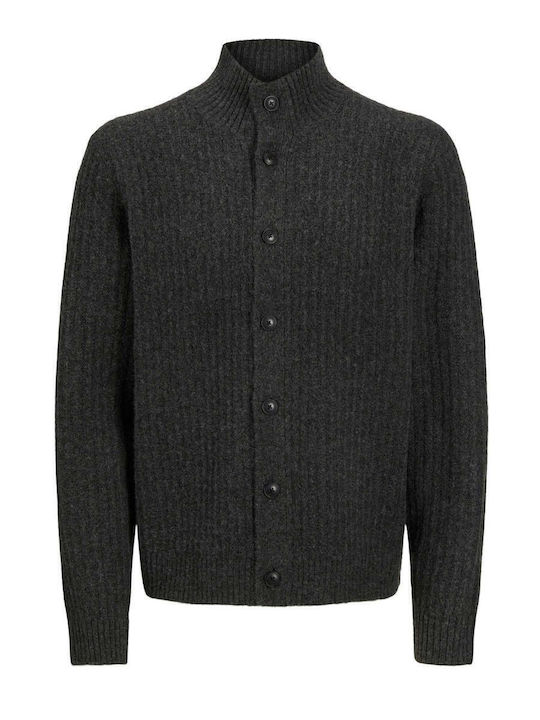 Men's Knitted Cardigan with Buttons Gray