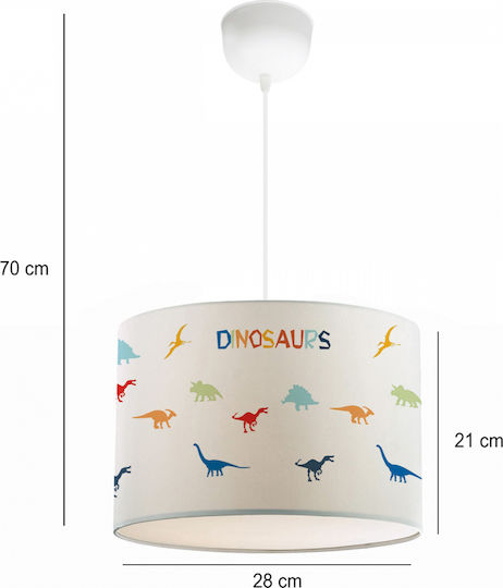 GloboStar Dino Einfaches Licht Kinderdeckenleuchte Deckenleuchte mit Fassung E27 Weiß 30x70cm