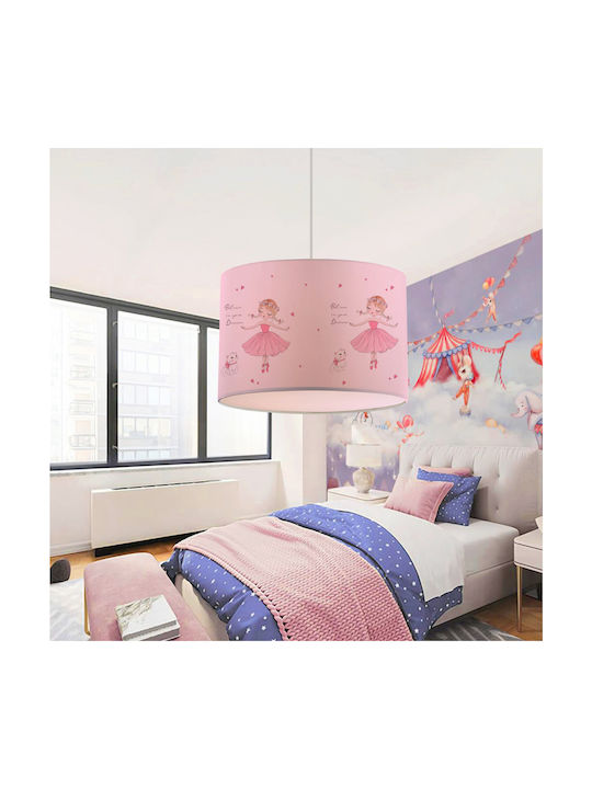 GloboStar Kids Fabric Single Ceiling Light E27 Ballerina Pink 8W 28x70cm