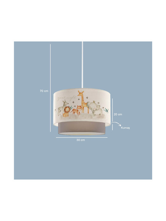 GloboStar Kids Fabric Single Ceiling Light E27 Giraffe White 8W 30x70cm