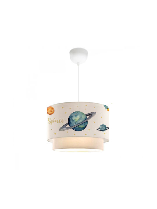 GloboStar Kids Fabric Single Ceiling Light E27 Saturn White 30x70cm