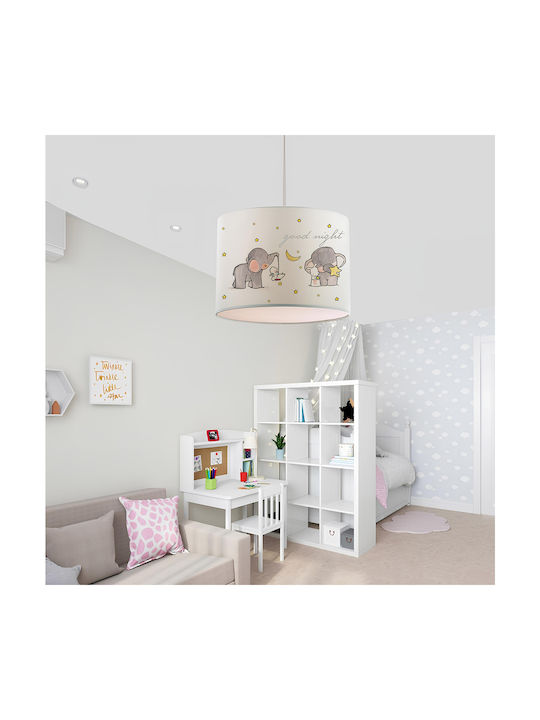 GloboStar Kids Fabric Single Ceiling Light E27 Elephant Gray 24x70cm