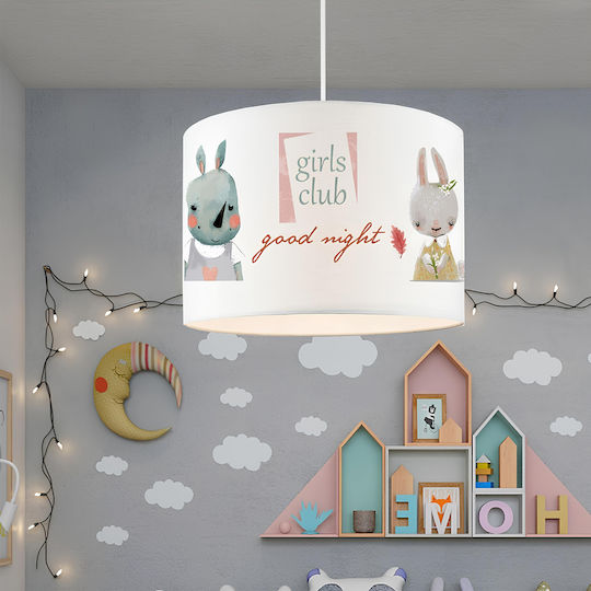 GloboStar Girlsclub Einfaches Licht Kinderdeckenleuchte Deckenleuchte mit Fassung E27 Weiß 28x70cm