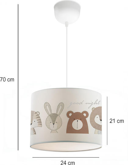 GloboStar Bear Einfaches Licht Kinderdeckenleuchte Deckenleuchte mit Fassung E27 Weiß 24x70cm