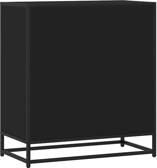 Sideboard made of Wood & Metal with Drawers Black Velvet-Black Metal 68x35x76cm