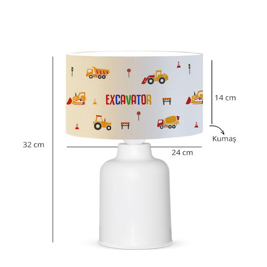 GloboStar LED Детска Лампа Портатив Excavator Бял 24x24x32εκ.