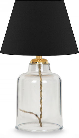 GloboStar Plastic Table Lamp for Socket E27 with Black Shade and Transparent Base