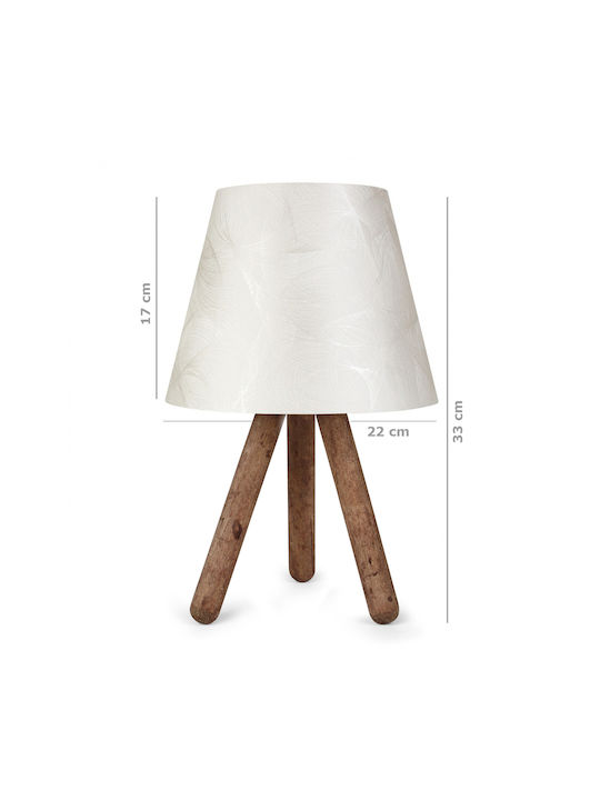 GloboStar Cap Wood Table Lamp for Socket E27 with White Shade and Brown Base