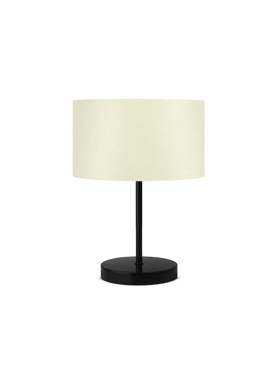 GloboStar Metal Table Lamp for Socket E27 with Beige Shade and Black Base