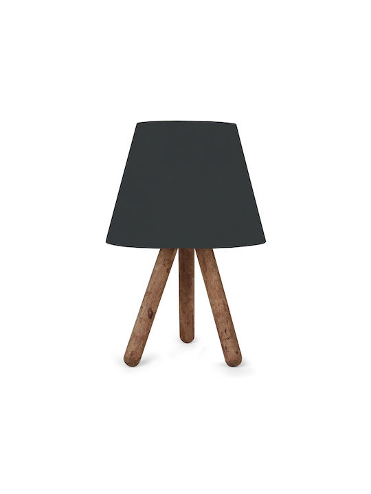 GloboStar Wood Table Lamp for Socket E27 with Black Shade and Brown Base