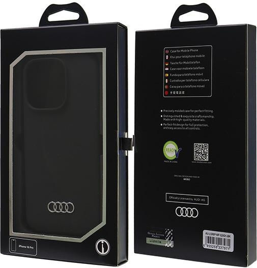 Силиконов калъф Audi за iPhone 16 Pro 6.3" Черен твърд калъф Au-lsrip16p-q3/d1-bk