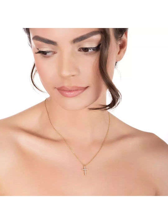 Oxzen Cross from Gold Plated Steel with Chain