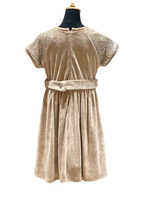 Avelix Children's Dress with Sequins Brown