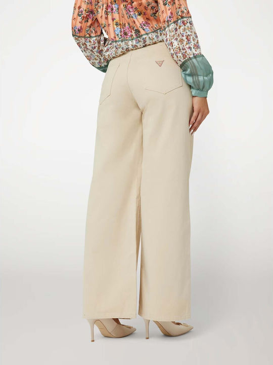 Guess Women's Fabric Trousers in Relaxed Fit Beige