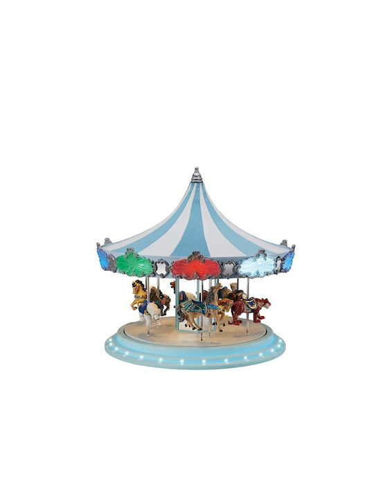Carousel Χριστουγεννιάτικο Φωτιζόμενο Διακοσμητικό Καρουζέλ Γαλάζιο Ρεύματος με Μουσική 40.64x40.64x40.64cm