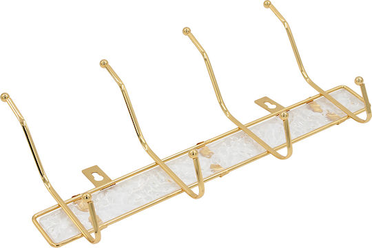 Metal Wall Hanger with 8 Slots 33x5.5x16 cm Gold Acrylic Keskor 51339