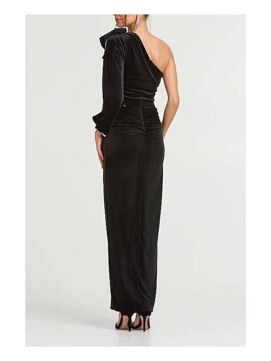 Damen Bluse Samt Schwarz