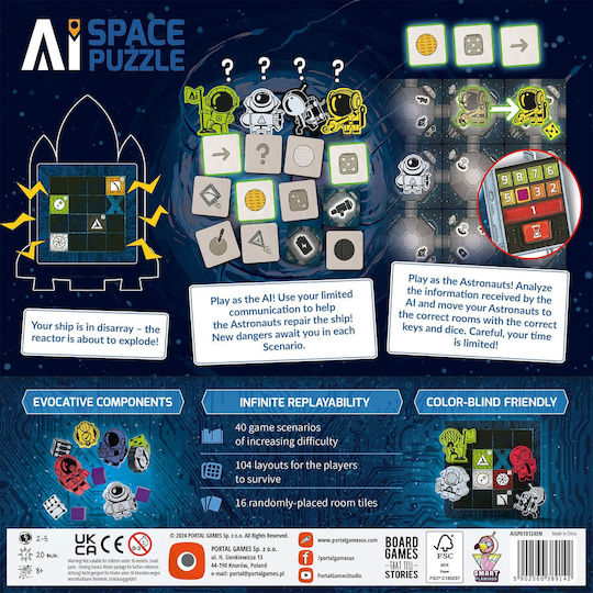 Brettspiel AI Space Puzzle für 2-5 Spieler 8+ Jahre (EN) Portal Games