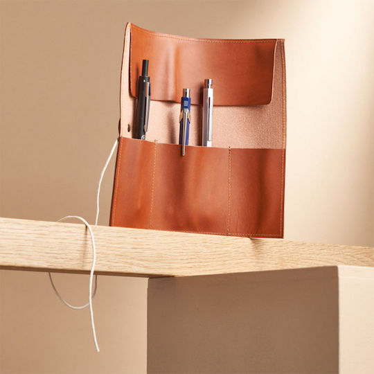 Paper Republic Le Porte Plume Leather Pen Case for 1 Pen in Tabac Brown Color