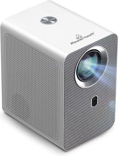 Powertech PT-1306 Projektor LCD Full HD LED-Lampe mit Wi-Fi und Eingebauten Lautsprechern Weiß