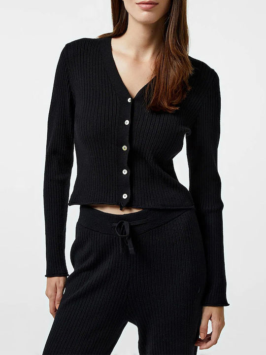 Nautica Short Women's Knitted Cardigan with Buttons Black