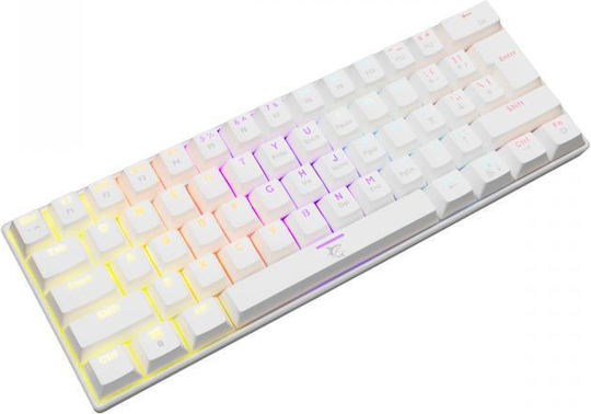White Shark Shinobi 2 Gaming Μηχανικό Πληκτρολόγιο 60% με Custom Red διακόπτες και RGB φωτισμό (Αγγλικό US) Λευκό
